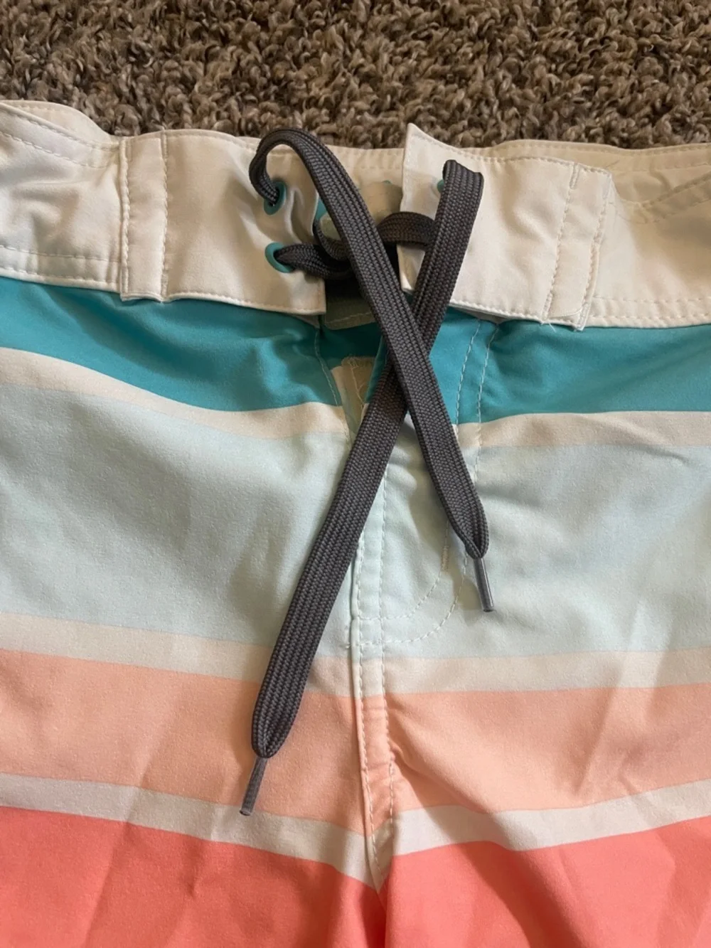 art class Boys Striped Swim Trunks - Teal, Coral, Lime, Gray
